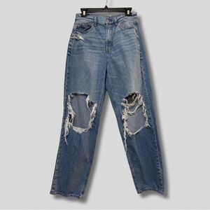 American Eagle Distressed Highest Rise Baggy Straight Leg Women's Jeans
